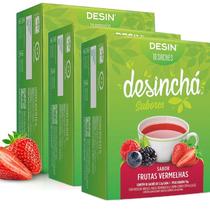 Kit 3 Caixas Desinchá Sabor Frutas Vermelhas 10 Sachês 1,5g Suplemento Alimentar Natural Framboesa