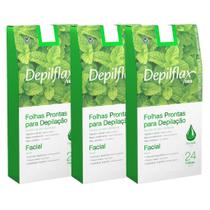 Kit 3 Caixas Folhas Prontas Cera Depilatória Depilação Facial Depilflax Hortela Profissional