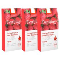 Kit 3 Caixas Folhas Prontas Cera Depilatória Depilação Facial Depilflax Morango Kit 3 Caixas Folhas Prontas Cera Depilatória Depilação Facial Depilflax Morango