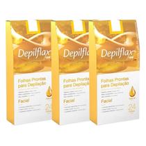 Kit 3 Caixas Folhas Prontas Cera Depilatória Depilação Facial Depilflax Natural Kit 3 Caixas Folhas Prontas Cera Depilatória Depilação Facial Depilflax Natural