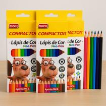 Kit 3 Caixas Lápis de Cor Compactor Neo-Pen 12 Cores