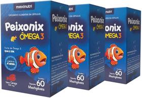 Kit 3 Caixas Ômega 3 Infantil Mastigável Cereja Peixonix 60 Cáps Maxinutri Kit 3 Caixas Ômega 3 Infantil Mastigável Cereja Peixonix 60 Cáps Maxinutri