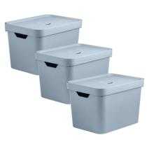 Kit 3 Caixas Organizadora 18 Litros Grande Multiuso Cesto Organizador com Tampa OU Kit 3 Caixas Organizadora 18 Litros Grande Multiuso Cesto Organizador com Tampa OU