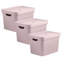 Kit 3 Caixas Organizadora 18 Litros Organizador Ou - Branco