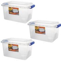 Kit 3 Caixas Organizadora Alta Transparente 8L Tampa e Trava