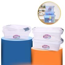 Kit 3 Caixas Organizadora Multiuso Transparente 10 Litros Com Tampa Cesto Organizador Plástico para Brinquedo Roupa Livr