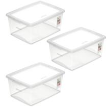 Kit 3 Caixas Organizadoras 15L Plástico com Tampa My Closet