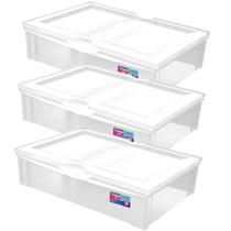 Kit 3 Caixas Organizadoras 29L Ordene Tampa Transparente