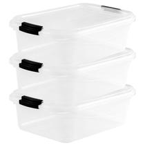 Kit 3 Caixas Organizadoras 6 L Plastico Armario Casa Lavanderia Alimento Bpa Tampa c/ Trava
