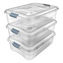 Kit 3 Caixas Organizadoras 6 Lts Tampa Com Trava Empilhável Kit 3 Caixas Organizadoras 6 Lts Tampa Com Trava Empilhável