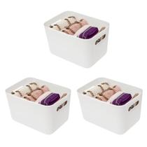 Kit 3 Caixas Organizadoras Branca Multiuso 26x18x15cm