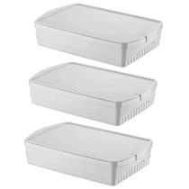 Kit 3 Caixas Organizadoras com Tampa Branca Crippa 11L Empilháveis Closet Escritório