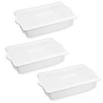 Kit 3 Caixas Organizadoras de Plástico 15L com Tampa Alimentos 56x34cm Empilháveis