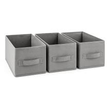 Kit 3 caixas organizadoras dobráveis retangulares em tecido cinza