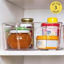 Kit 3 Caixas Organizadoras em Acrílico Empilhável Transparente 32x21