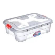 Kit 3 Caixas Organizadoras Grandes Brinquedos Lego Transparentes 6 Litros Uninjet - Tampa Rosa