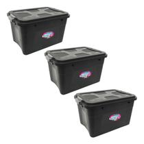 Kit 3 Caixas Organizadoras Multiuso Empilháveis C/ Tampa 20L