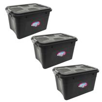 Kit 3 Caixas Organizadoras Multiuso Empilháveis C/ Tampa 30L