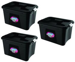 Kit 3 Caixas Organizadoras Preta 56 L Com Travas Pp Uninjet