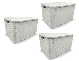 Kit 3 Caixas Organizadoras Rattan BRANCA 15 Litros Arqplast Kit 3 Caixas Organizadoras Rattan BRANCA 15 Litros Arqplast