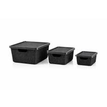 Kit 3 Caixas Organizadoras Tampa Trava 16L + 6L + 2L Jutta