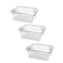 Kit 3 Caixas Organizadoras Translucida 3 Litros Com Trava Usual - Usual Utilidades Kit 3 Caixas Organizadoras Translucida 3 Litros Com Trava Usual - Usual Utilidades