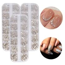 Kit 3 Caixas Pedrinhas Para Decoração De Unhas Strass Glitter Nail Art Maquiagem
