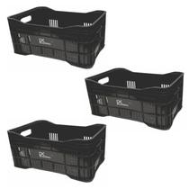 Kit 3 Caixas Plásticas 36L Hortifrúti Agrícola Organizadora