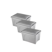 Kit 3 Caixas Plásticas Organizadores 50l Eco Cinza Kit 3 Caixas Plásticas Organizadores 50l Eco Cinza