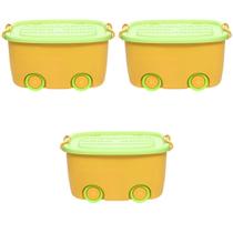 Kit 3 Caixas Soft Neon Grande Plástica 50 litros com Alça e Tampa Kit 3 Caixas Soft Neon Grande Plástica 50 litros com Alça e Tampa