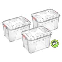 Kit 3 Caixas Transparentes 12 Litros Multiuso e Durável Organize Sua Casa com Praticidade e Estilo UNINJET