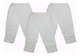 Kit 3 Calça Bebe Branco Rn-p Pé M-xg Barra Bicho Molhado