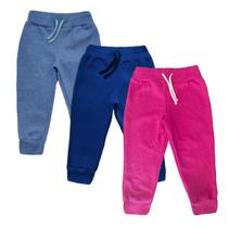 Kit 3 Calça de Moletom Infantil Menina Flanelado por dentro 2 a 8 Anos