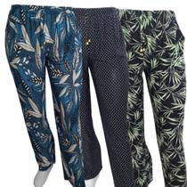 Kit 3 Calça Feminina Malha Fria Liganete Estampadas Com Bolso Confortáveis. Kit 3 Calça Feminina Malha Fria Liganete Estampadas Com Bolso Confortáveis.