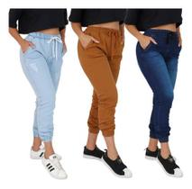 Kit 3 Calça Jeans Feminina Jogger Cos Elastico Camuflada - Daze Modas