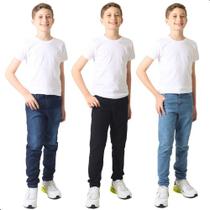 Kit 3 Calca Jeans Infantil Lycra Menino Juvenil Elastano