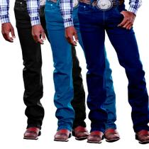 Kit 3 Calça Jeans Masculina Country Para Usar Bota Texana - CHEGA MAIS Kit 3 Calça Jeans Masculina Country Para Usar Bota Texana - CHEGA MAIS