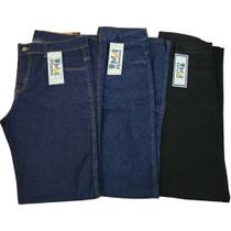 Kit 3 Calça Jeans Masculina Escura Tradicional Para Trabalho Reta Serviço com Elastano