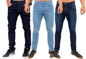 Kit 3 Calça Jeans Masculina Skinny Lycra - HEYJU