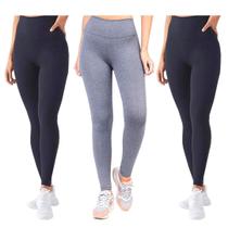 Kit 3 Calça Legging Academia Caminhada Feminina Lisa Sem Transparência Levanta Bubum Moda fitness