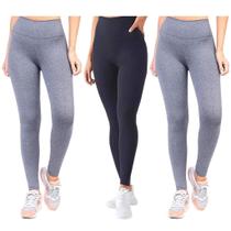 Kit 3 Calça Legging Feminina Moda Fitness Treino Slim Corrida Yoga Ginástica