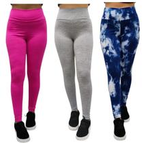 Kit 3 Calça Legging Fitness Academia Coloridas