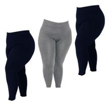 Kit 3 Calça Legging Plus Size Reforçada Sem Transparência