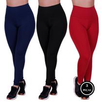 Kit 3 Calça Legging Suplex e Cintura Alta Roupa de Academia - KIT 3 DEBI