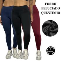 KIT 3 Calça Legging Térmica Peluciada Inverno Flanelada - c11 KIT 3 SORAIA PRETO, VINHO E MARINHO