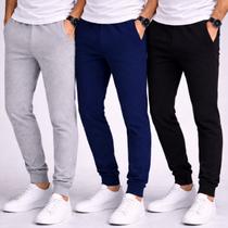 Kit 3 Calça Masculina Moletom Com Punho e Cós Elástico