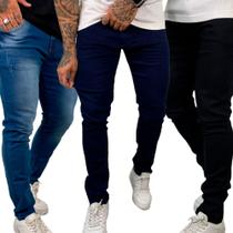 Kit 3 Calça Masculina Skinny Com Lycra Varias Cores Premium Ref: 130/133/151