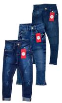 kit 3 calça meninas jeans infantil juvenil com laycra feminina de 4 a 16 anos