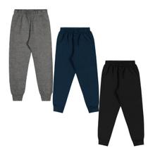 Kit 3 Calça Moletom c/Punho Flanelada Inverno Infantil Elian