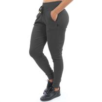 Kit 3 Calça moletom feminino básico fitness Jogger Ribana Cintura alta Canelada
